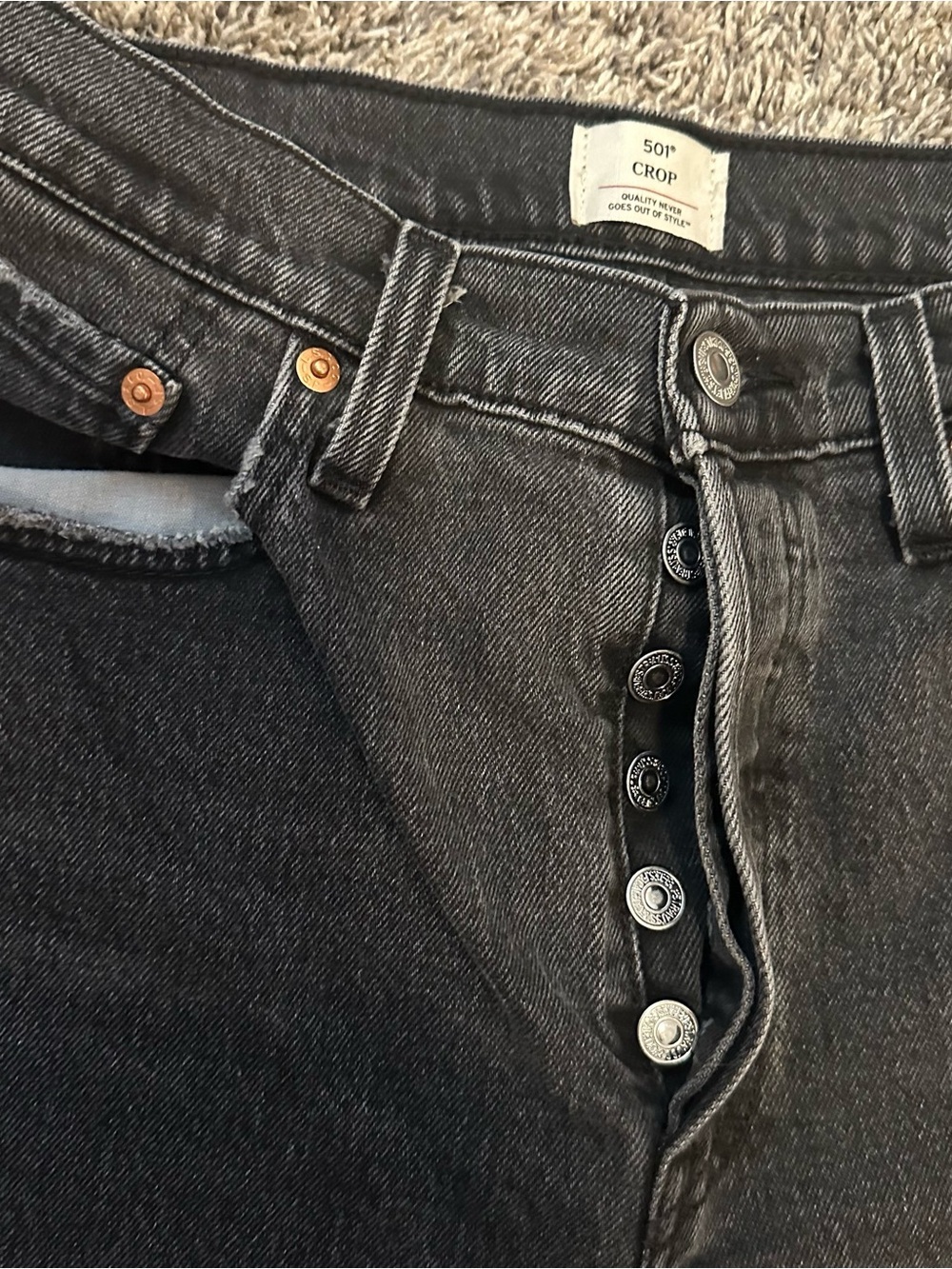 Levi's Women's 501 Black Ankle Cropped Jeans sz 31x26 - Picture 3 of 11